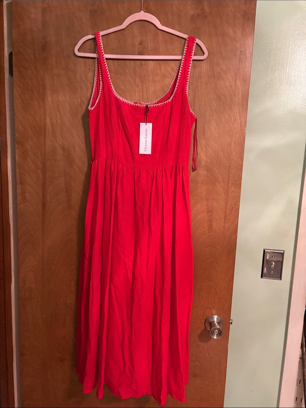 Christian Lacroix Vibrant Red Maxi Dress with Contrast Trim